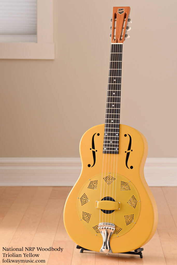 New National NRP 12 Fret Woodbody resonator guitar in Triolian Yellow