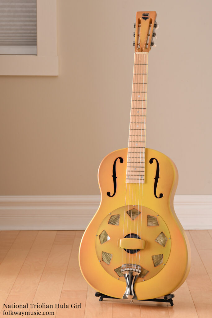 National Hula Girl Polychrome Triolian resonator guitar