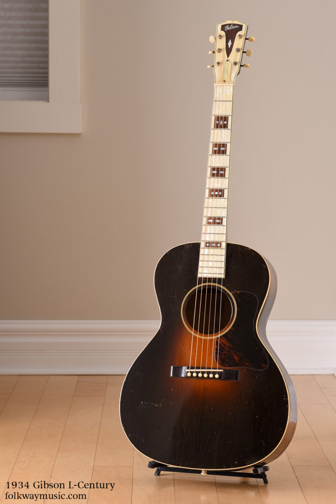 1934 Gibson L-Century vintage acoustic guitar with pearloid fretboard